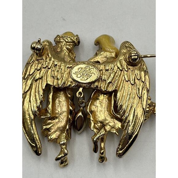 Kirks Folly Two Angel Soul Mate Twin Sister Friends Dancing Gold Tone Pin Brooch - Picture 9 of 9